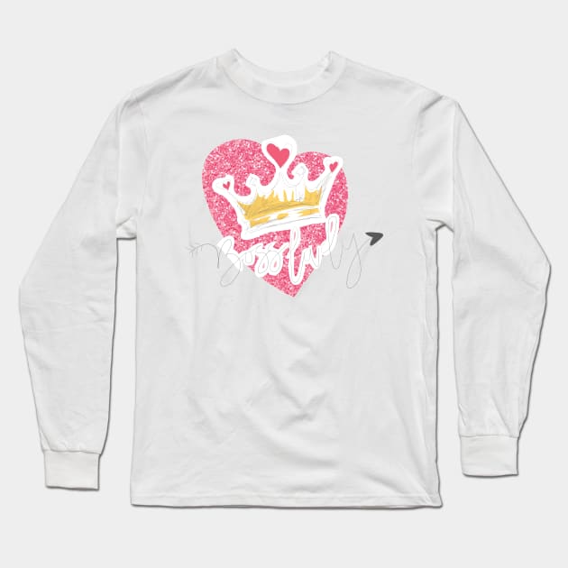 Doodle crown with slogan Long Sleeve T-Shirt by peace and love